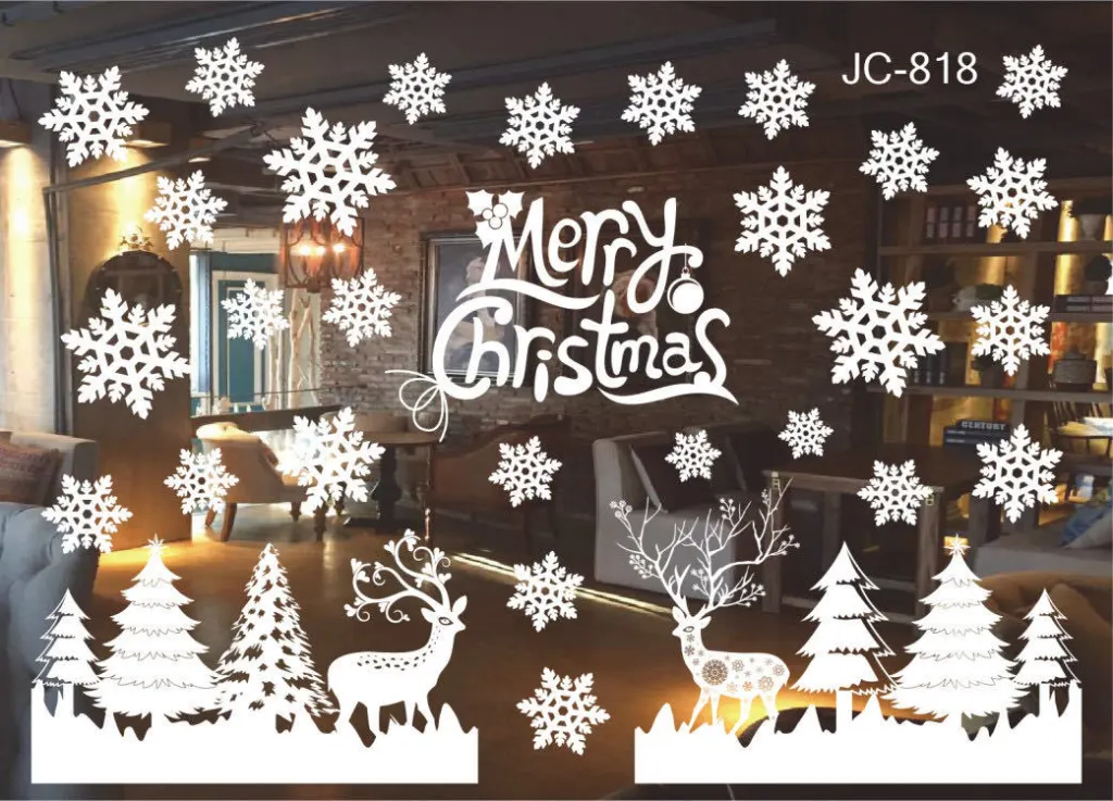 Christmas color window stickers - White818