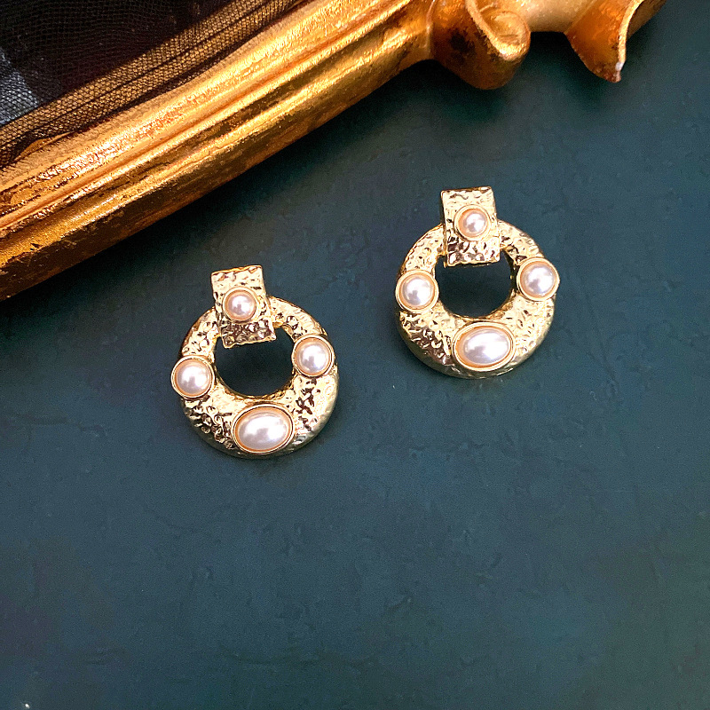 Golden palace retro earrings fashion golden ring girl earrings