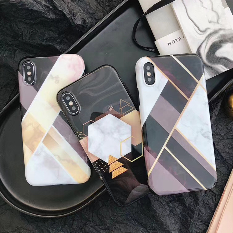 Capa celular borracha macia geométrico mármore seis lados diamante