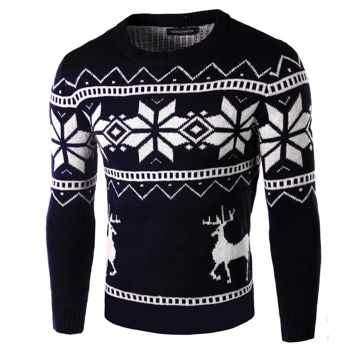 Elk print pullover sweater