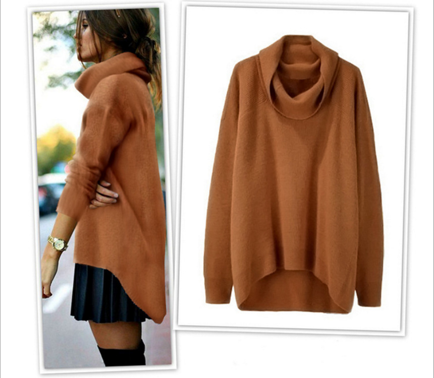 Fashion turtleneck irregular top sweater