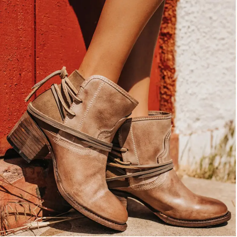 Large size women's shoes leather boots
