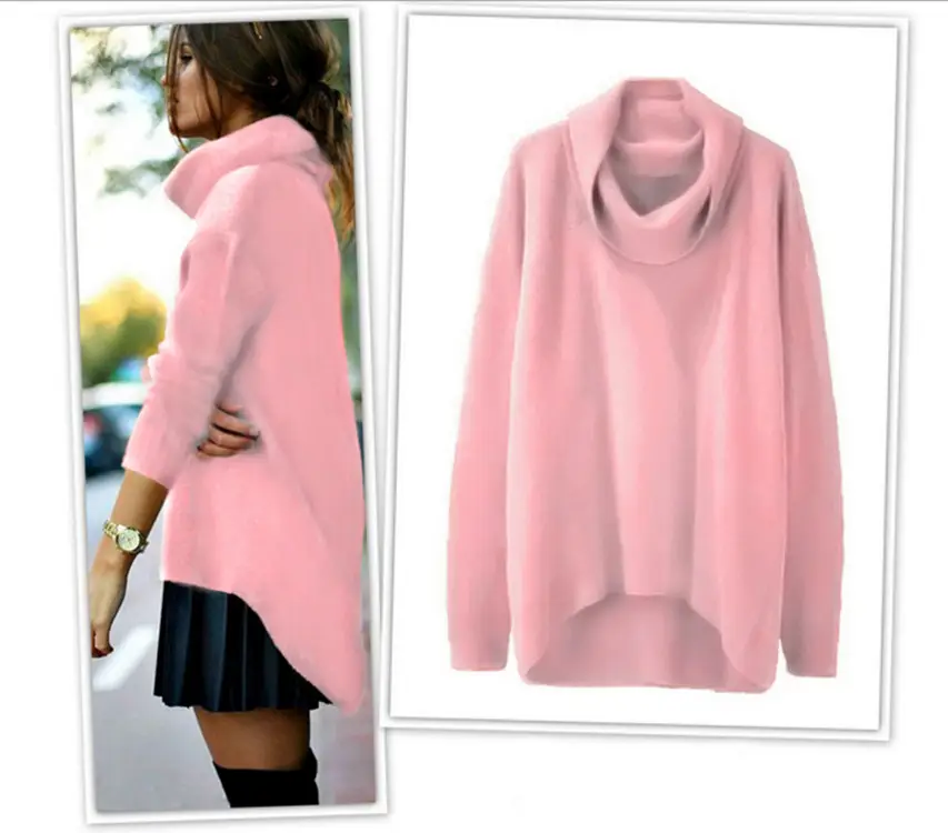 Fashion turtleneck irregular top sweater