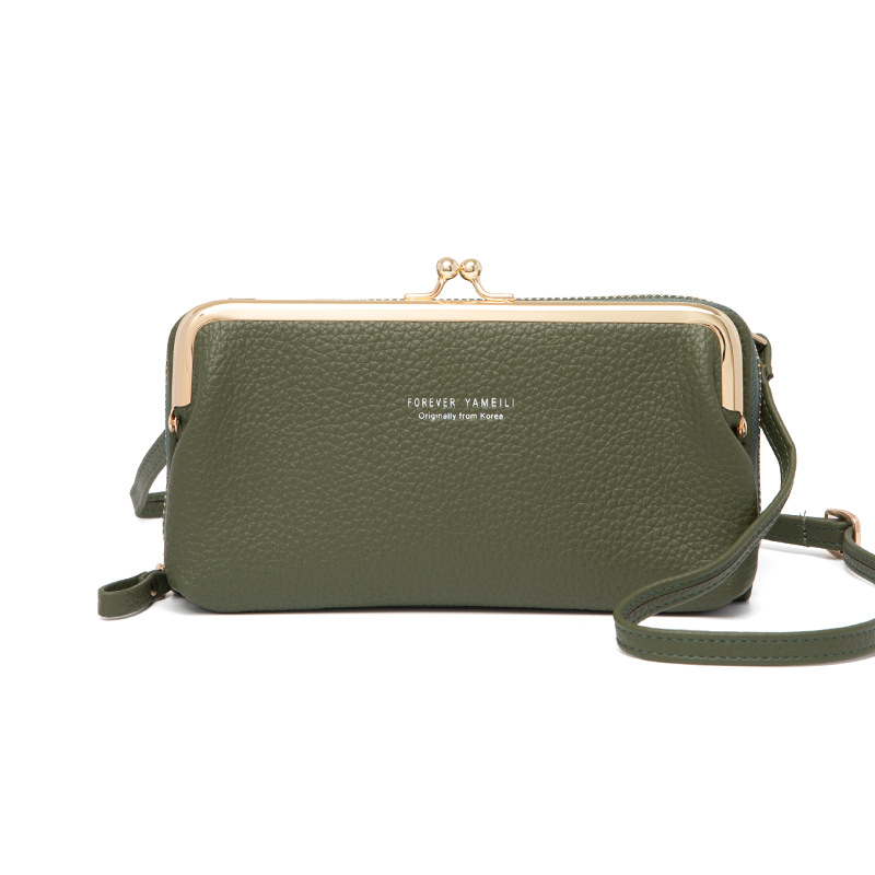 Fashion horizontal zipper phone bag Green - Shop at LoveMi