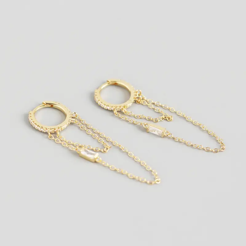 INS Style Chain Tassel Long Paragraph Ear Ring Wild Women Girl Silver Ear Jewelry