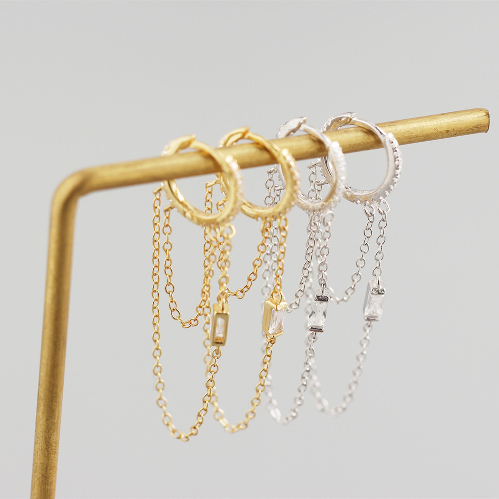 INS Style Chain Tassel Long Paragraph Ear Ring Wild Women Girl Silver Ear Jewelry