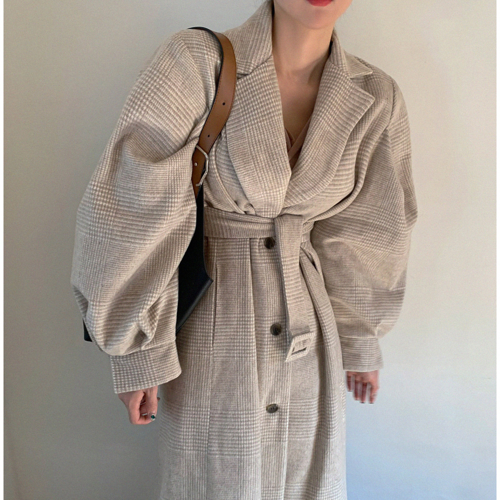 Winter Woolen Coat Women Lantern Sleeve