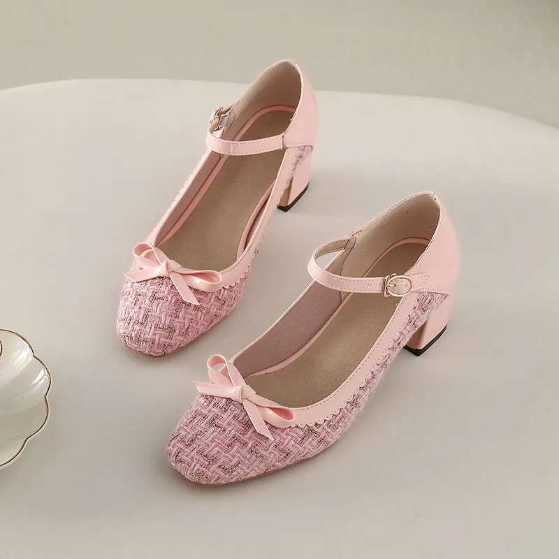 Foreign trade fashion thick heel high heels - Pink