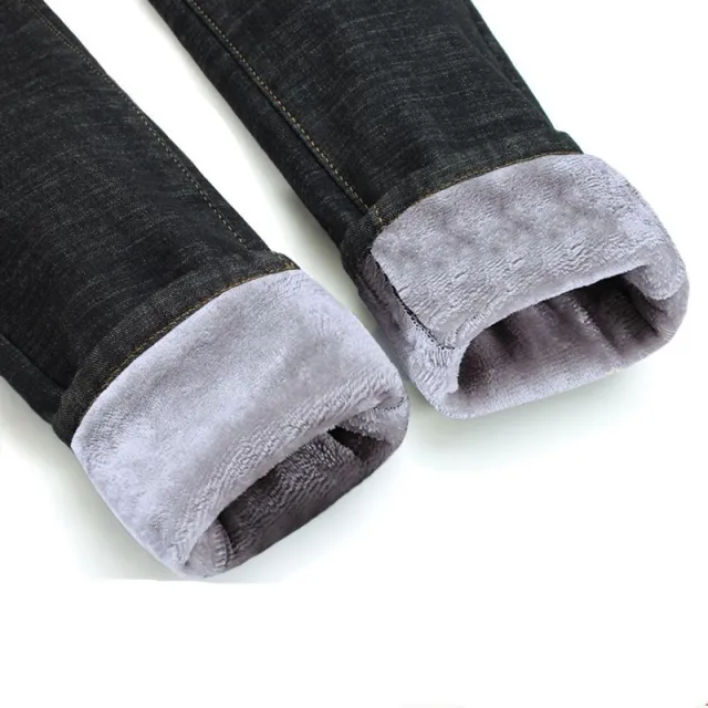 Women Thermal Jeans Winter Snow Warm Plush Stretch Jeans Lady Skinny Thicken Fleece Denim Long Pants Retro Blue Pencil Trousers Black Grey - Shop at LoveMi