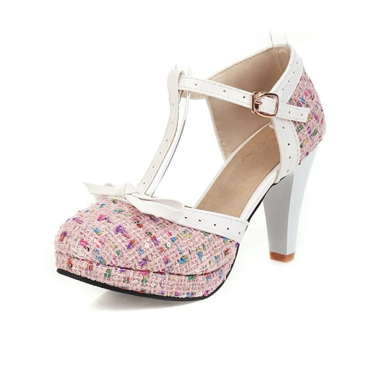 Small fragrance high heel sandals - Pink