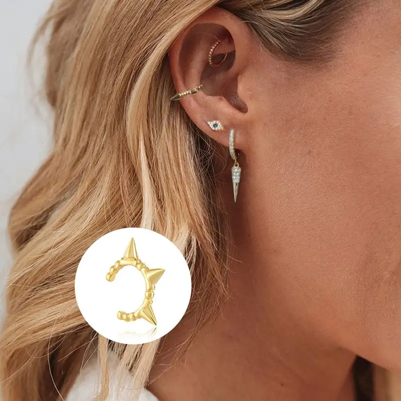 S925 Sterling Silver Stud Earrings Single Ear Clip