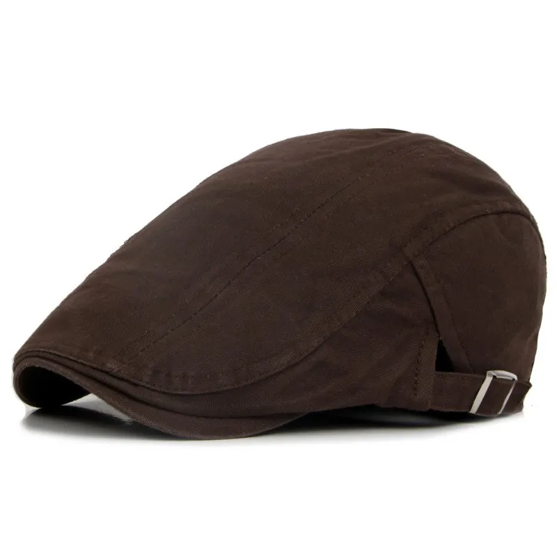 British style men's solid color forward cap - Coffee