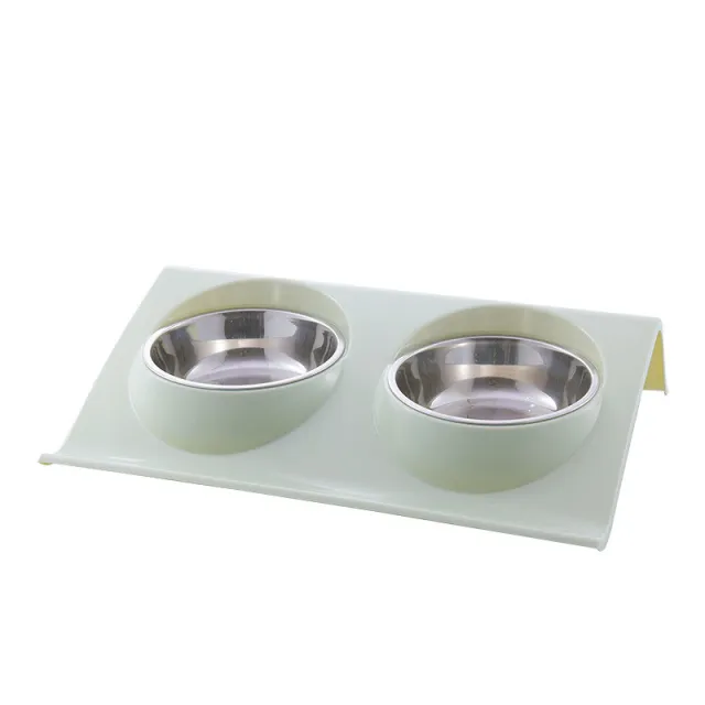 Stainless Steel Anti spatter Pet Double Bowl Green - Shop at LoveMi