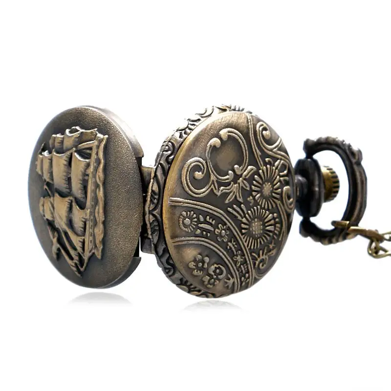 Sailboat quartz pocket watch