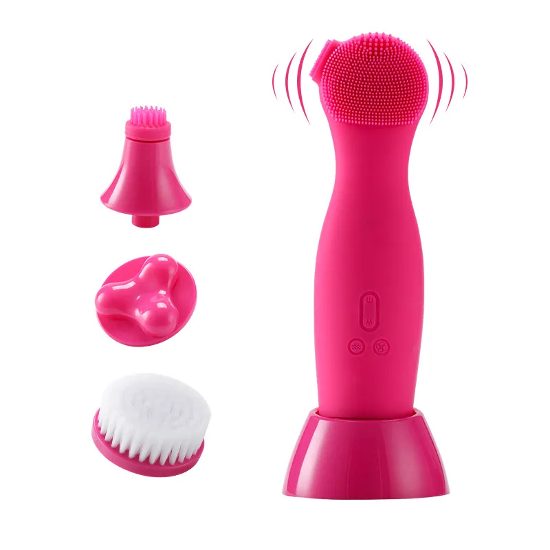 Electronic facial cleansing brush to clean pores - Red