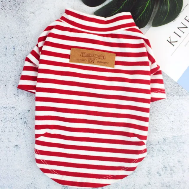 Small and medium dog cotton striped T shirt Red - Shop at LoveMi