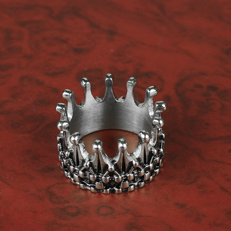 Stainless steel steel crown ring silver men and women couple jewelry