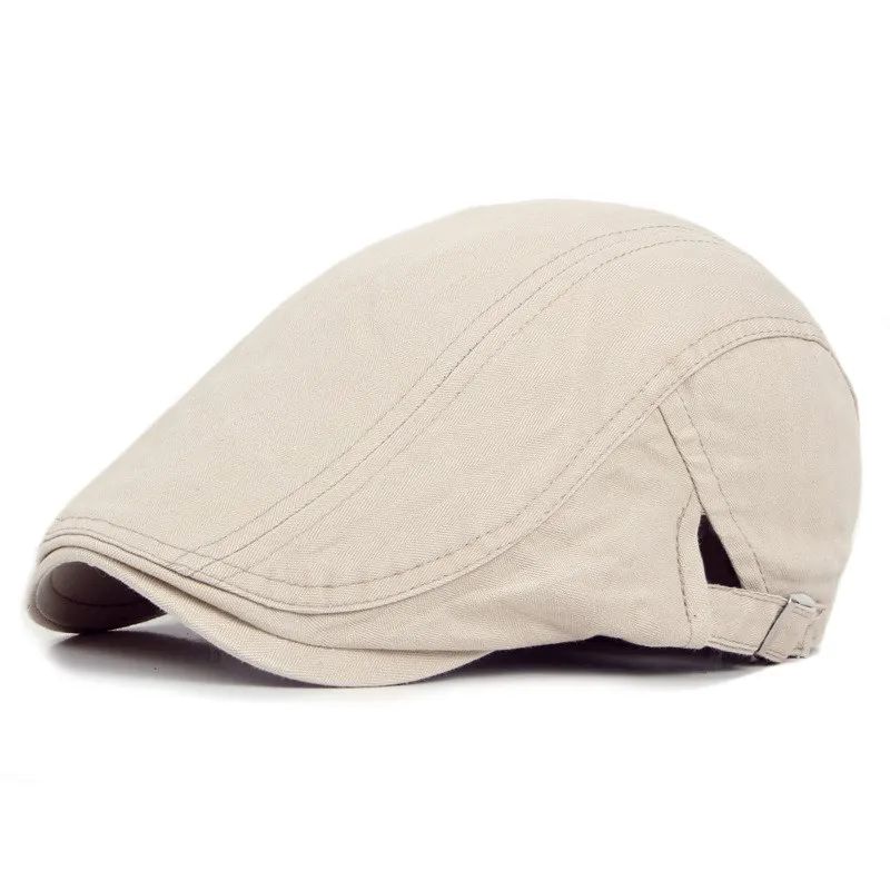 British style men's solid color forward cap - Beige