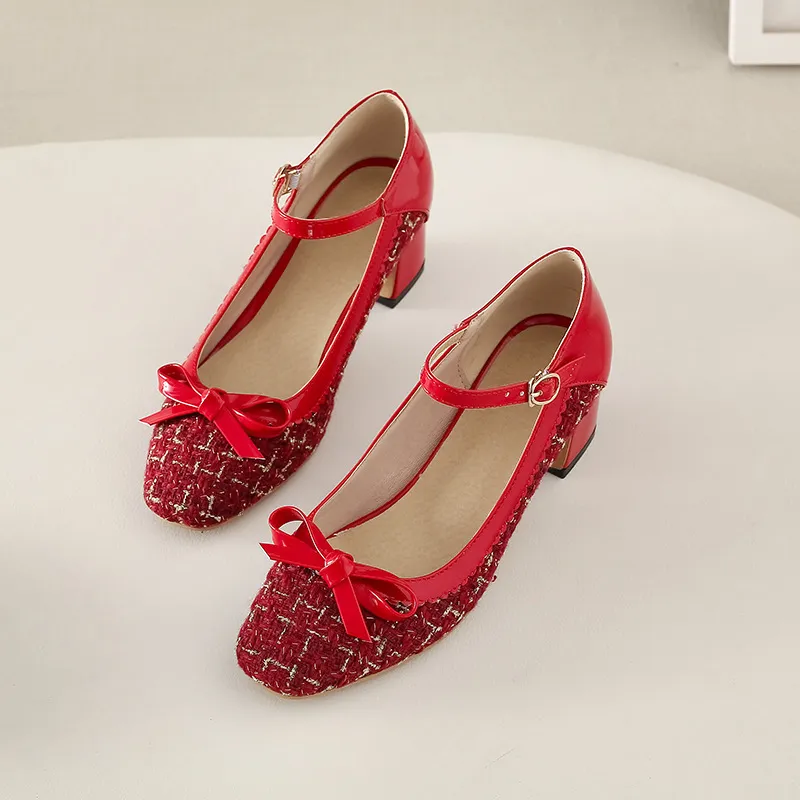 Foreign trade fashion thick heel high heels - Red