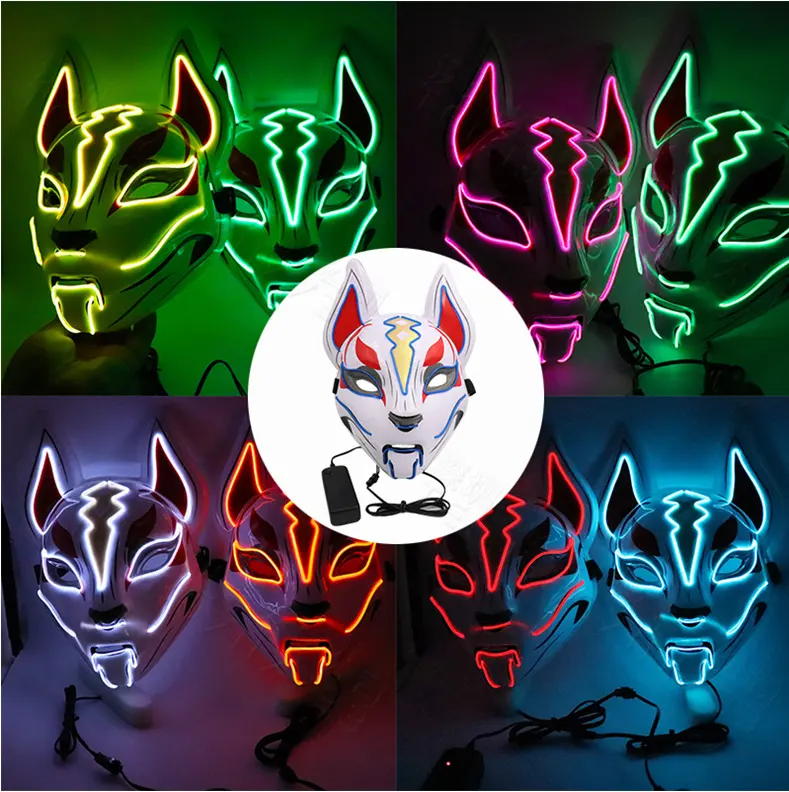 Glowing Cat Face Mask for Women Demon Slayer Cold