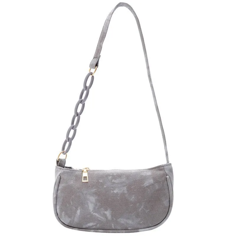 Fashion Middle Age Bag French Stick Underarm Bag Shoulder Handbag - Grey