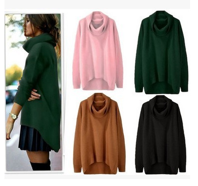 Turtleneck irregular top sweater