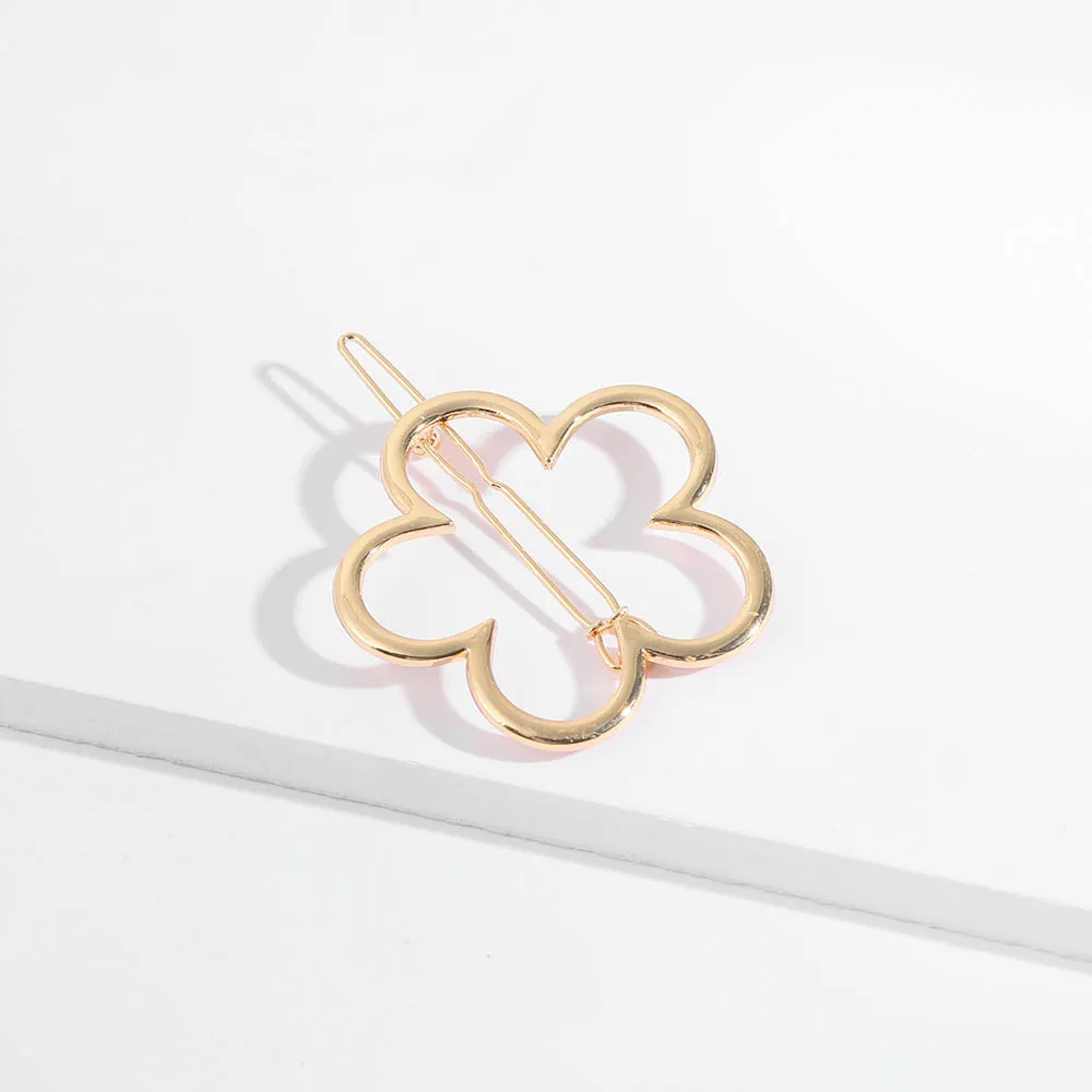 Retro style brushed metal hairpin - Flowers