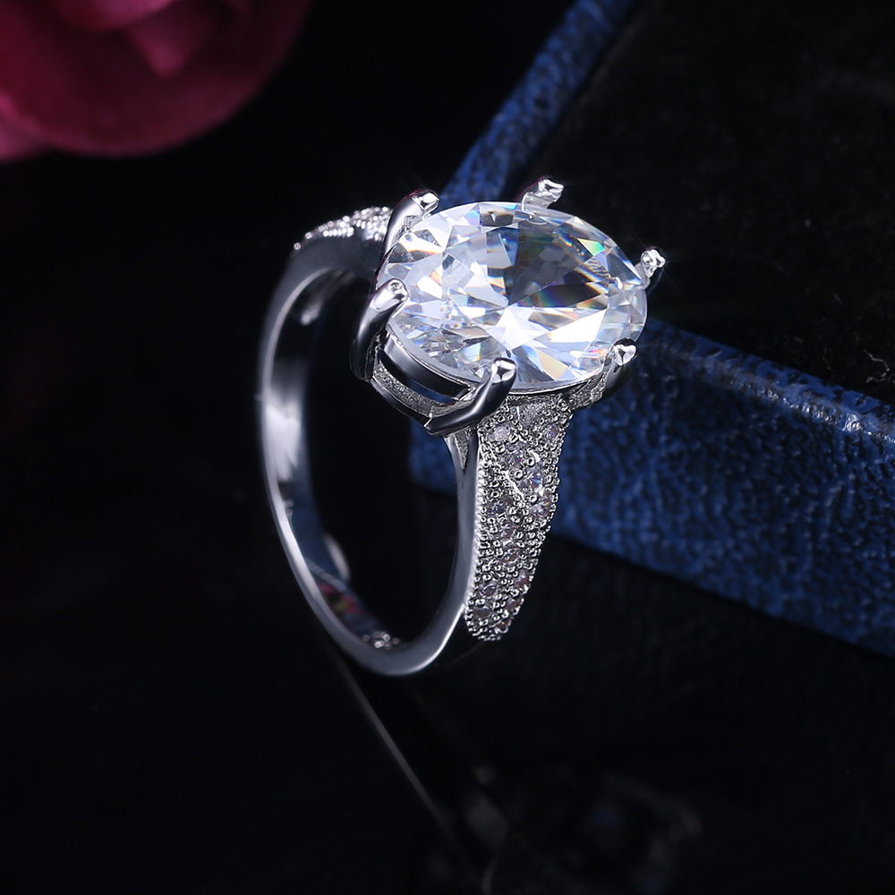 Copper Plated Platinum exquisite micro diamond ring