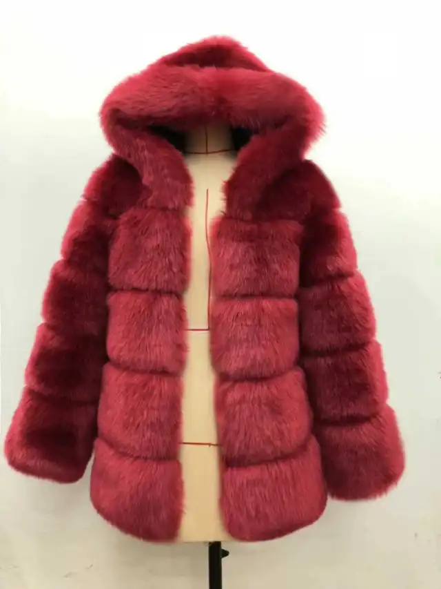 Women Luxury Winter Warm Fluffy Faux Fur Short Coat Jacket Red - Shop at LoveMi