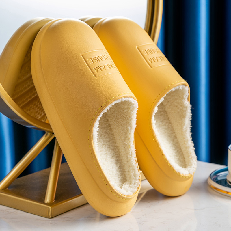Women's waterproof and warm cotton slippers Yellow - Shop at LoveMi