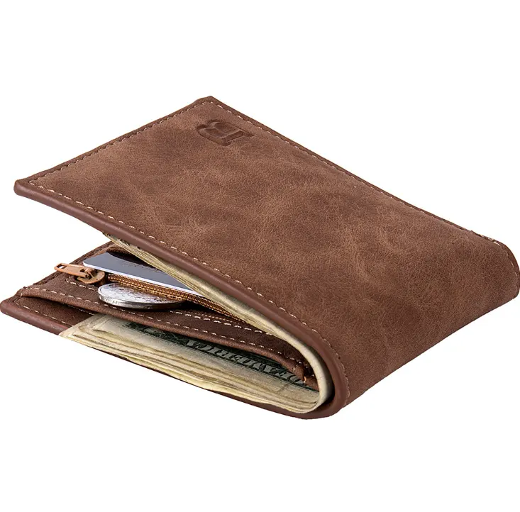 Fashion Men Wallets Mens Wallet with Coin Bag Zipper