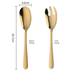 Serpentine stainless steel fork and spoon two-piece set - Gold - View 1