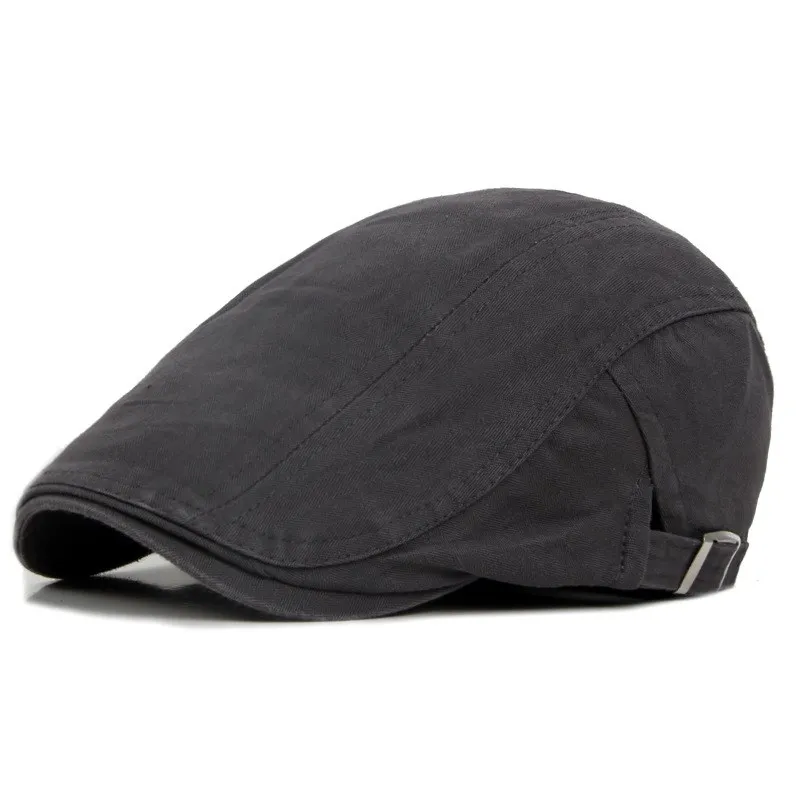 British style men's solid color forward cap - Grey