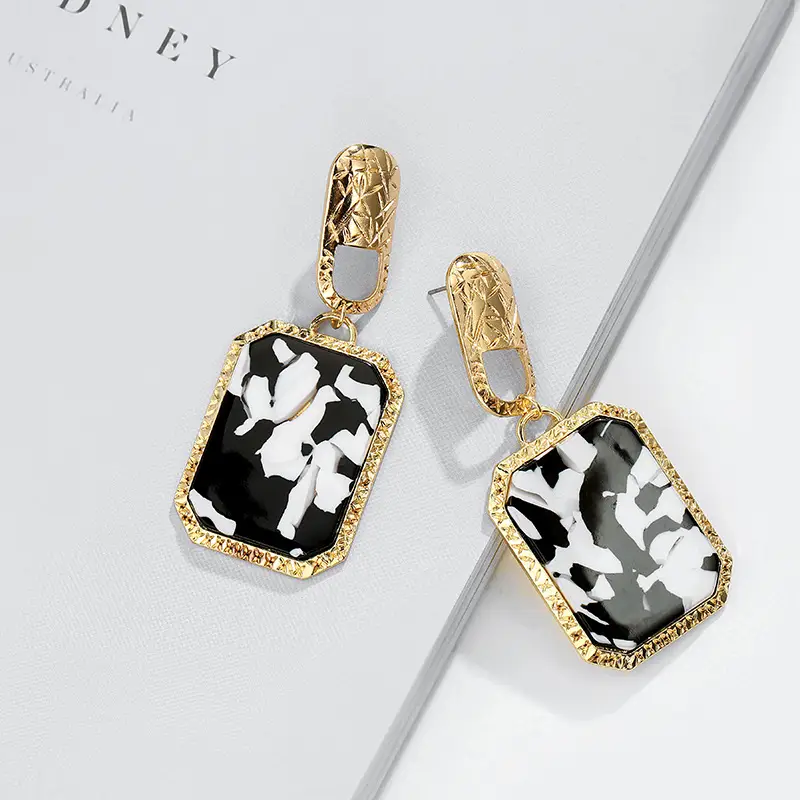 Long Acetate Plate Earrings