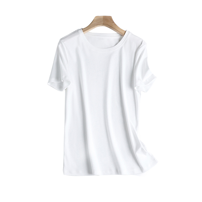 V-neck mercerized cotton T-shirt
