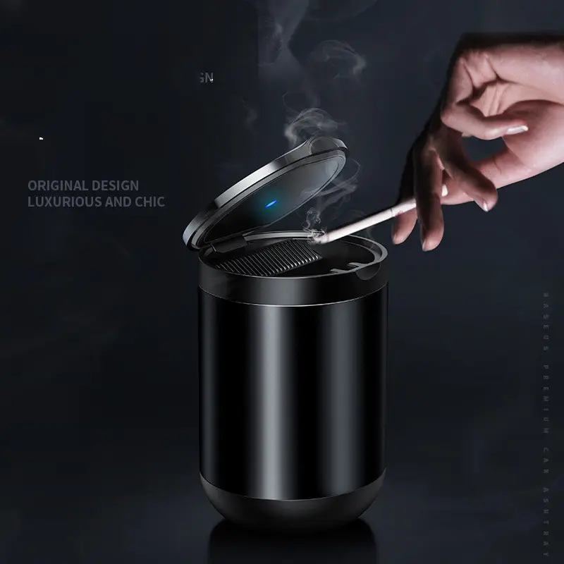 Car Ashtray LED Light Alloy Ash Tray Aluminum Cup