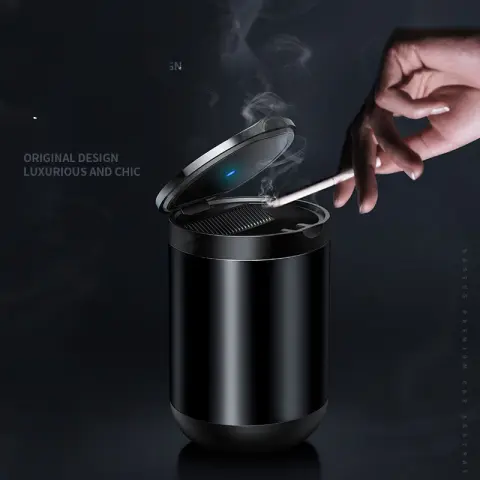 Car Ashtray LED Light Alloy Ash Tray Aluminum Cup