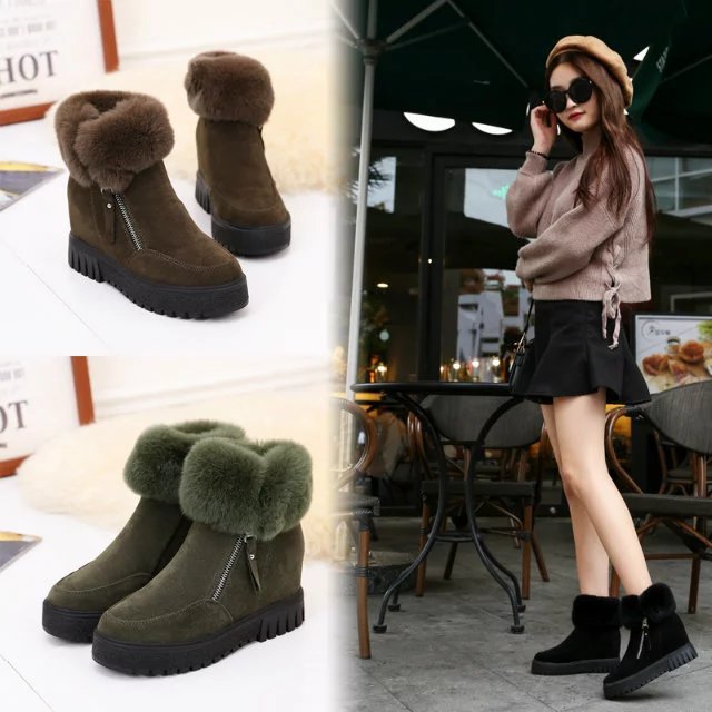 Side zipper suede women's short boots