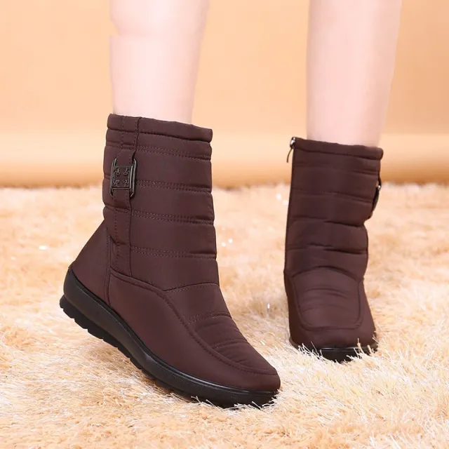 Women's flat bottomed plus size warm snow boots Brown - Shop at LoveMi