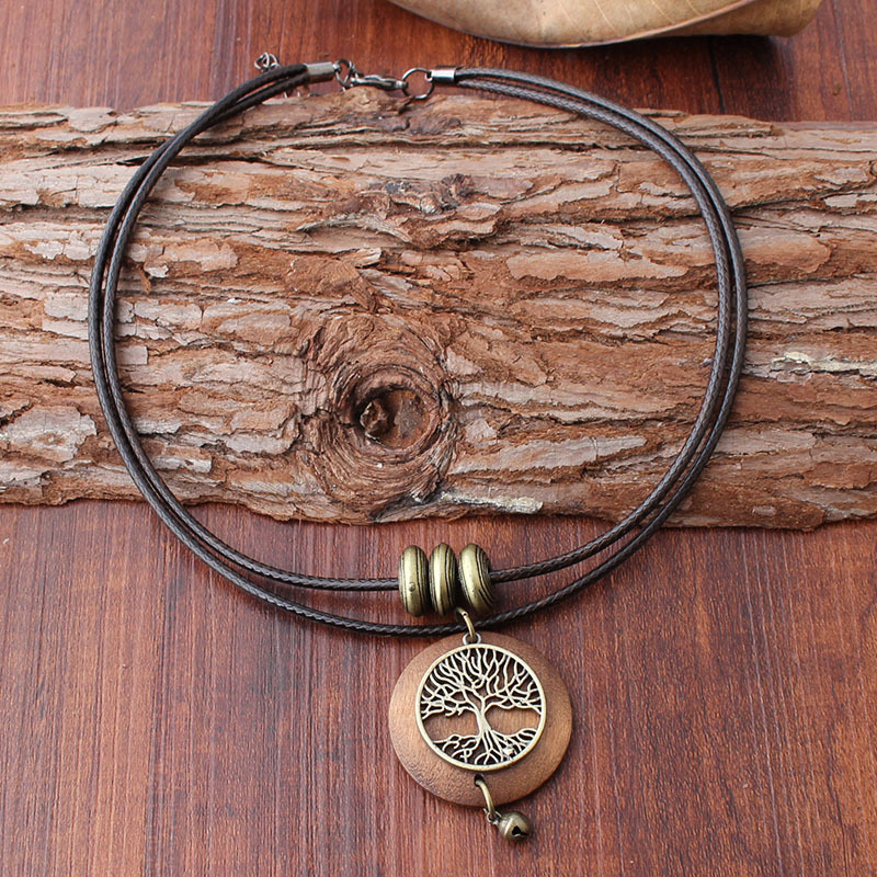 Vintage wax rope alloy pendant pendant necklace