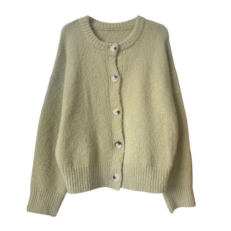 Vintage round neck knitted cardigan sweater
