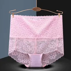 Transparent high waist lace shorts - Pink - View 1