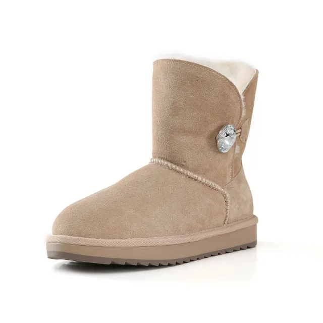 Fur integrated leather medium boots and short boots Sand Color 37 - Shop at LoveMi