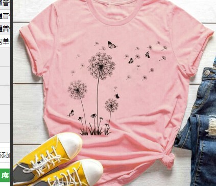 Dandelion Print Couple Short Sleeve Top