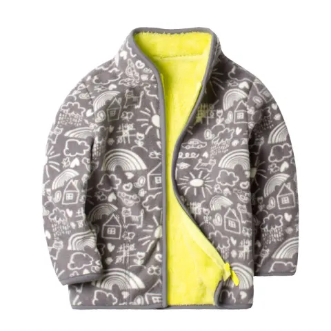 Printed Plus Fleece Polar Jacket Cardigan