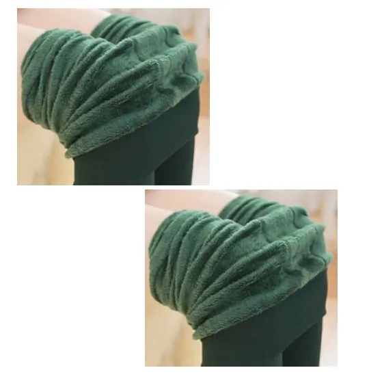 Plus velvet thickening leggings Green - Shop at LoveMi