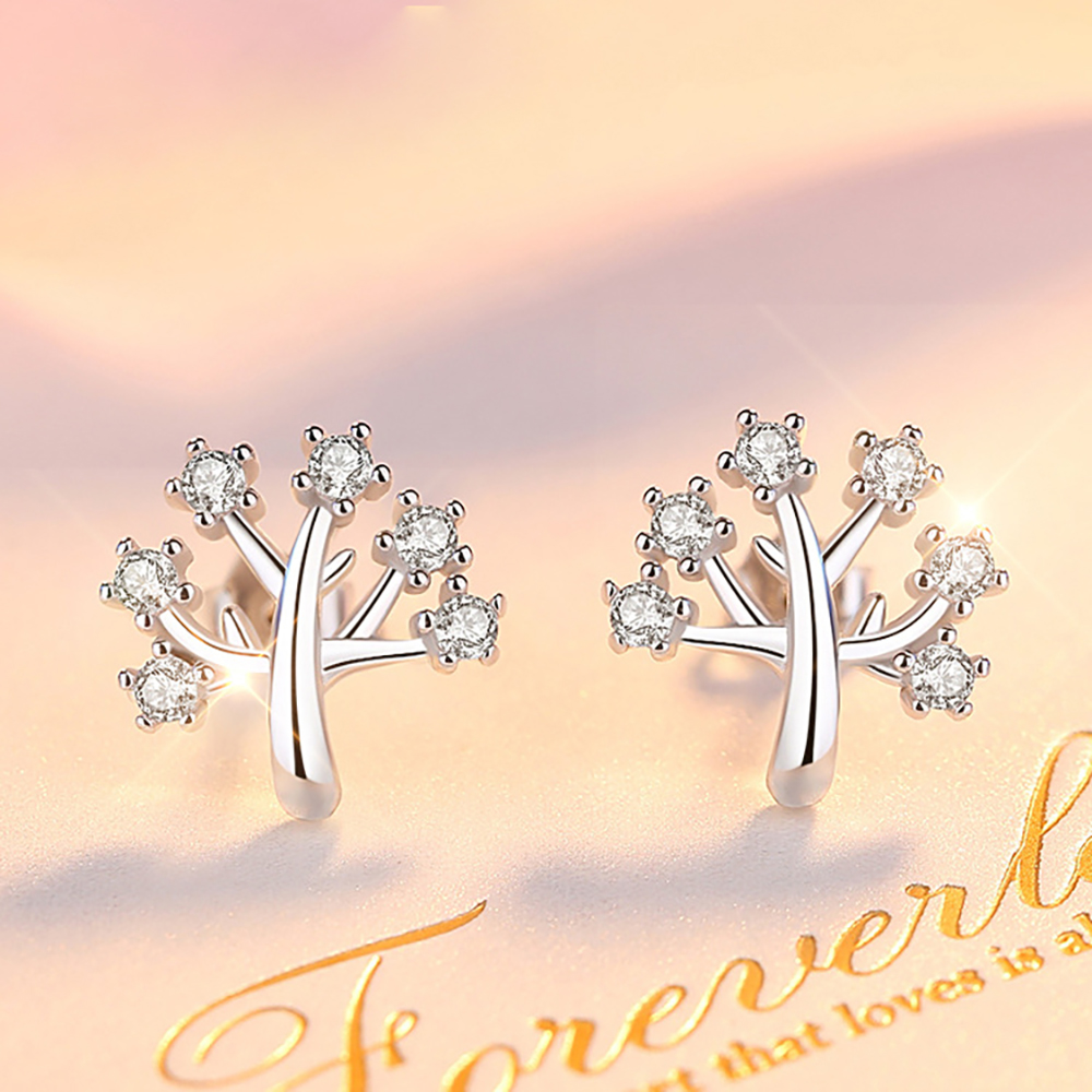 S925 sterling silver Christmas tree earrings