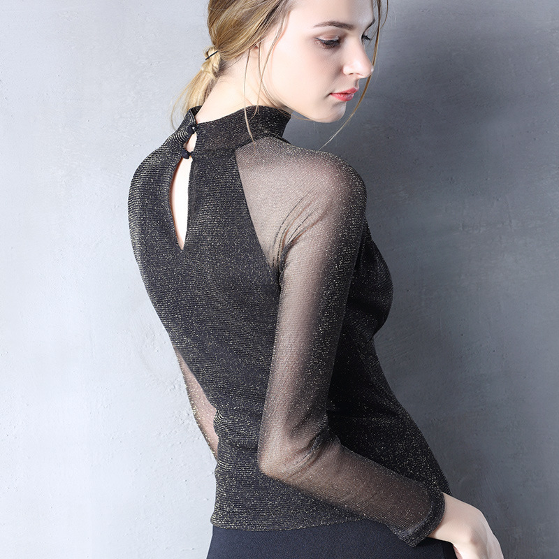 Bright silk mesh bottoming shirt