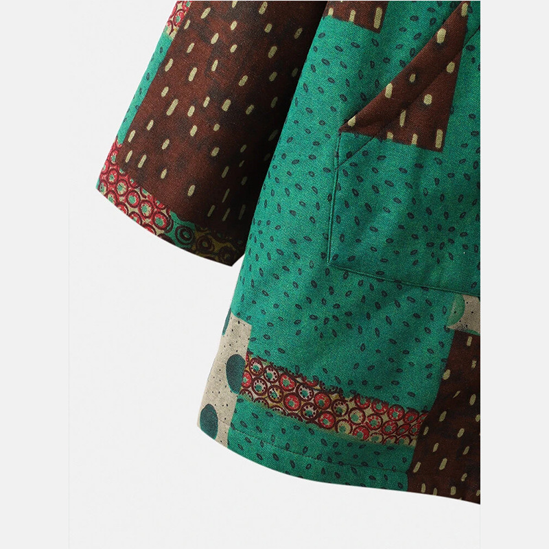 Women's printed hooded zipper coat