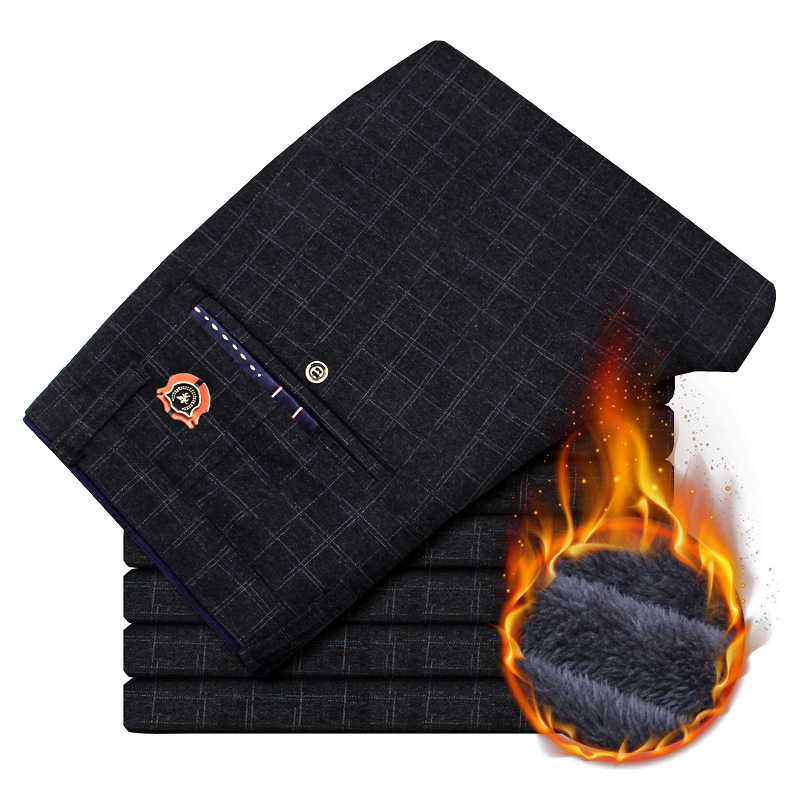Plush check track pants